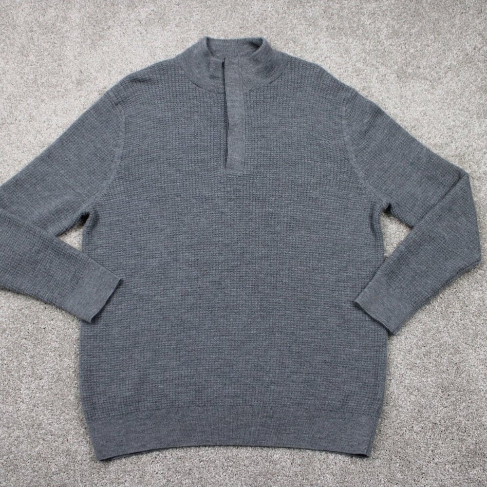 Vineyard Vines Oxbridge Wool Sweater Mens Large Gray‎ 1/2 Zip L/S Pullover